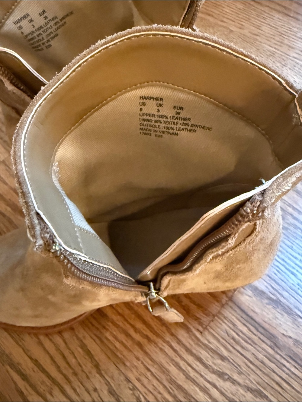 Ralph Lauren Tan Suede Ankle Booties with Side Zip Size 6 - Harpher Suede Bootie - Picture 11 of 16
